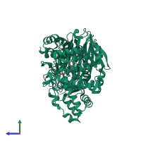 PDB entry 3chs coloured by chain, side view.