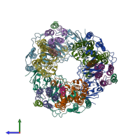 PDB entry 3chx coloured by chain, side view.