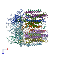 PDB entry 3chx coloured by chain, top view.