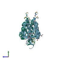 PDB entry 3ci6 coloured by chain, side view.