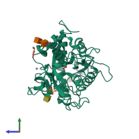 PDB 3ci8 coloured by chain and viewed from the side.
