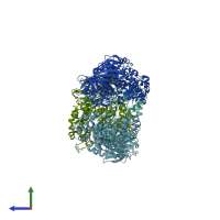 PDB entry 3cia coloured by chain, side view.