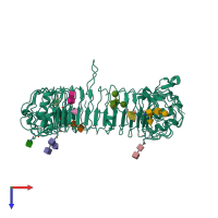 PDB entry 3cig coloured by chain, top view.
