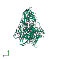 PDB entry 3cih coloured by chain, side view.