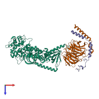 PDB entry 3cik coloured by chain, top view.