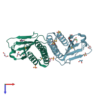 PDB entry 3cit coloured by chain, top view.