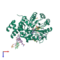 PDB entry 3ciw coloured by chain, top view.