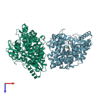 PDB entry 3ciz coloured by chain, top view.