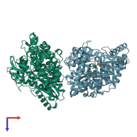 PDB entry 3cj0 coloured by chain, top view.