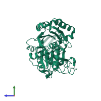 PDB entry 3cj1 coloured by chain, side view.
