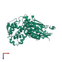 PDB entry 3cj1 coloured by chain, top view.