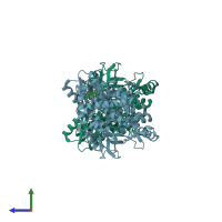 PDB entry 3cj2 coloured by chain, side view.
