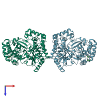 PDB entry 3cj2 coloured by chain, top view.