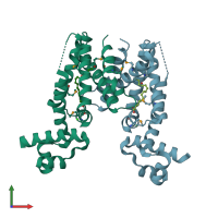 PDB entry 3cjd coloured by chain, front view.