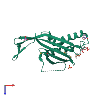 PDB entry 3cje coloured by chain, top view.