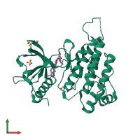 PDB entry 3cjg coloured by chain, front view.
