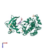 PDB entry 3cjg coloured by chain, top view.