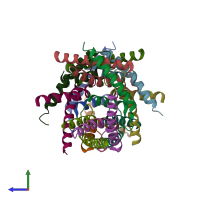 PDB entry 3cjh coloured by chain, side view.