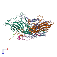 PDB entry 3cji coloured by chain, top view.