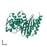 PDB entry 3cjm coloured by chain, front view.