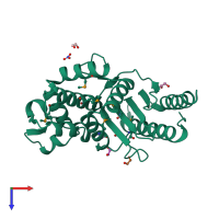 PDB entry 3cjm coloured by chain, top view.