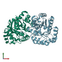 PDB entry 3cjp coloured by chain, front view.