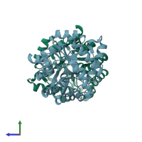 PDB entry 3cjp coloured by chain, side view.