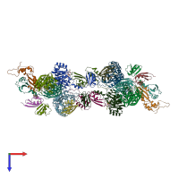 PDB entry 3cjt coloured by chain, top view.