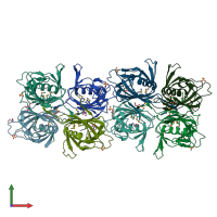 PDB entry 3cjx coloured by chain, front view.