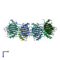 PDB entry 3cjx coloured by chain, top view.