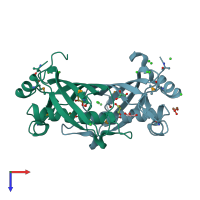PDB entry 3ck1 coloured by chain, top view.