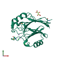 PDB entry 3ck2 coloured by chain, front view.