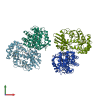 PDB entry 3ck5 coloured by chain, front view.
