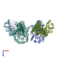 PDB entry 3ck5 coloured by chain, top view.