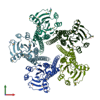 PDB entry 3ck6 coloured by chain, front view.