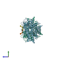 PDB entry 3ckb coloured by chain, side view.