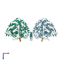 PDB entry 3ckb coloured by chain, top view.