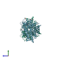 PDB entry 3ckc coloured by chain, side view.