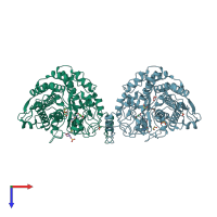 PDB entry 3ckc coloured by chain, top view.