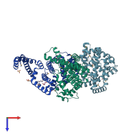 PDB entry 3ckd coloured by chain, top view.