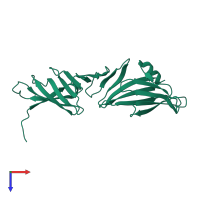 PDB entry 3ckg coloured by chain, top view.