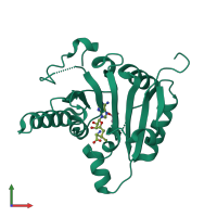 PDB entry 3ckk coloured by chain, front view.