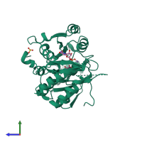 PDB entry 3ckq coloured by chain, side view.