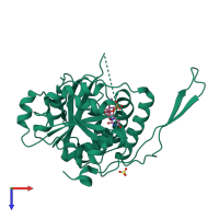 PDB entry 3ckq coloured by chain, top view.