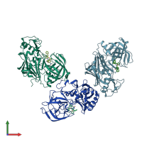 PDB entry 3ckr coloured by chain, front view.