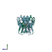 PDB entry 3cl1 coloured by chain, side view.