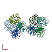 PDB entry 3cl2 coloured by chain, front view.