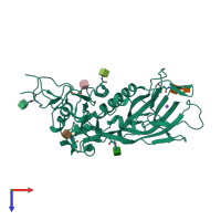 PDB entry 3cl4 coloured by chain, top view.