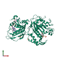 PDB entry 3cl9 coloured by chain, front view.