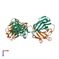 PDB entry 3clf coloured by chain, top view.